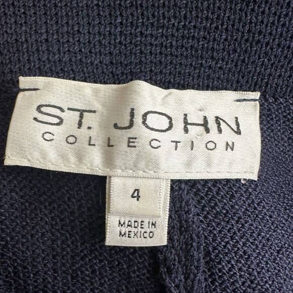 St. John Collection Blue Santana Knit Straight Leg 29 Inseam Pull On Pants US 4 - Picture 5 of 5